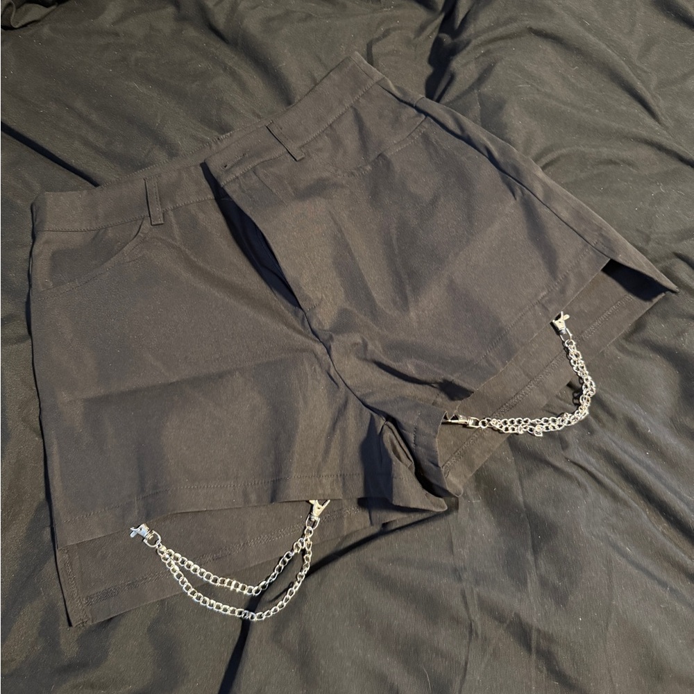 Black Shorts with Chain Detail